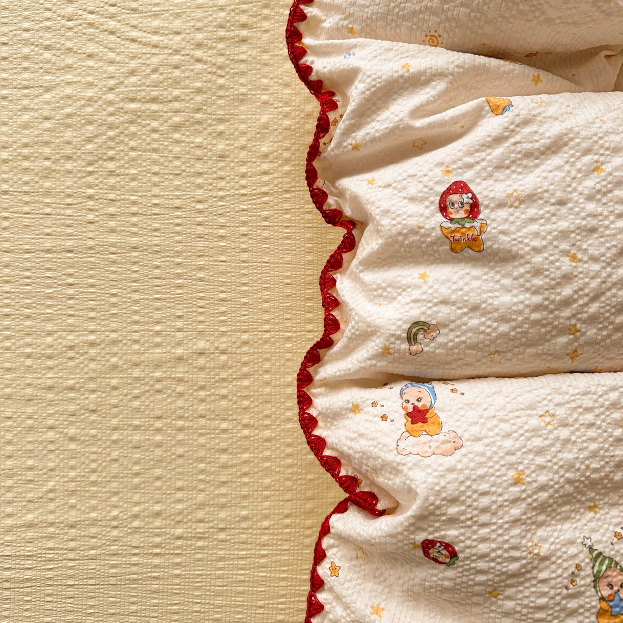 91家纺网 家纺一手货源 找家纺 蓝极人 2026新款泡芙被壳针四件套 星星人