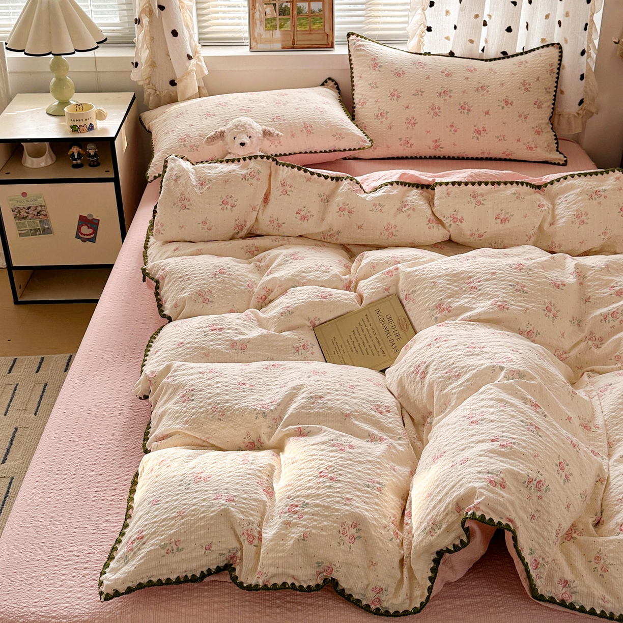 91家纺网 家纺一手货源 找家纺 蓝极人 2026新款泡芙被壳针四件套 月光