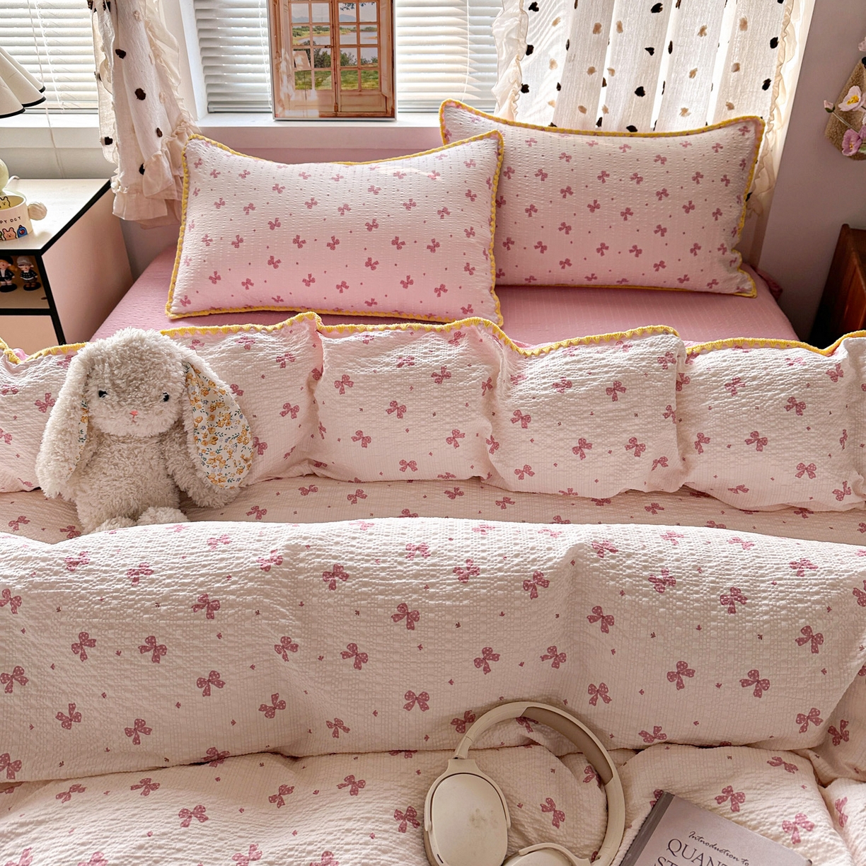 91家纺网 家纺一手货源 找家纺 蓝极人 2026新款泡芙被壳针四件套 若梦