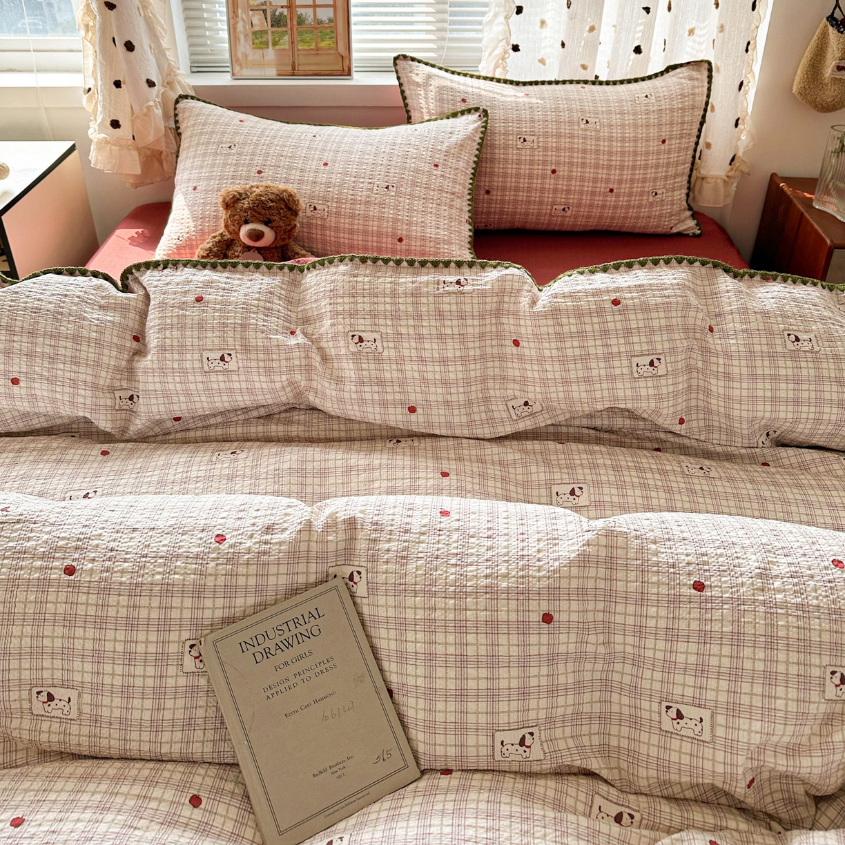 91家纺网 家纺一手货源 找家纺 蓝极人 2026新款泡芙被壳针四件套 苹果狗