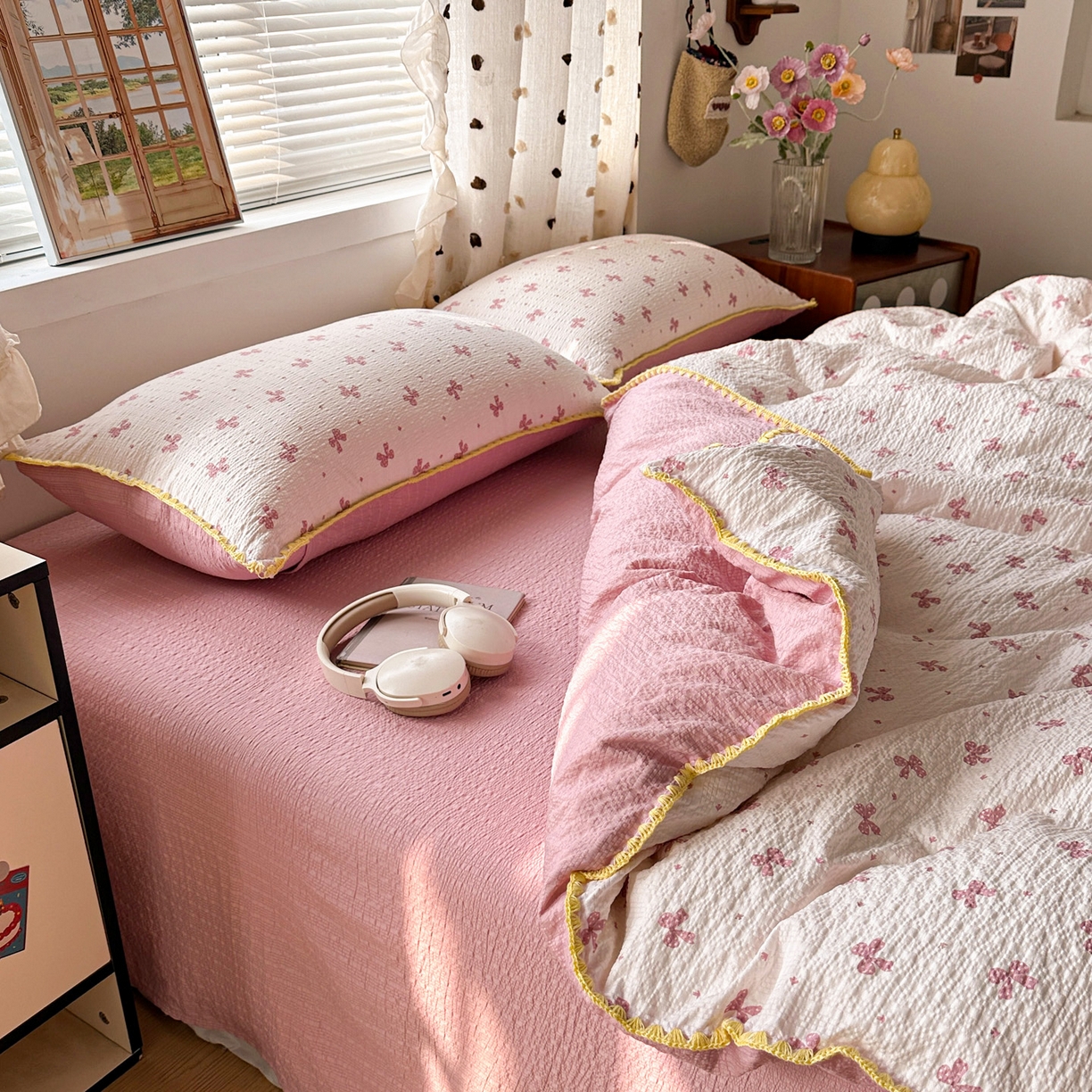 91家纺网 家纺一手货源 找家纺 蓝极人 2026新款泡芙被壳针四件套 若梦