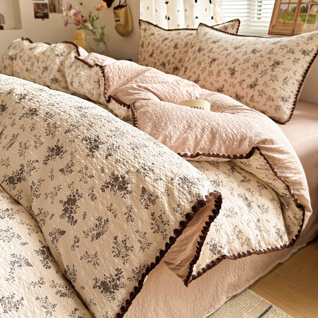 91家纺网 家纺一手货源 找家纺 蓝极人 2026新款泡芙被壳针四件套 初柠