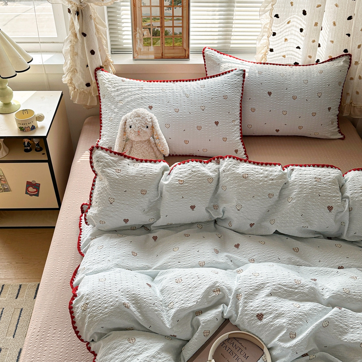 91家纺网 家纺一手货源 找家纺 蓝极人 2026新款泡芙被壳针四件套 好心情