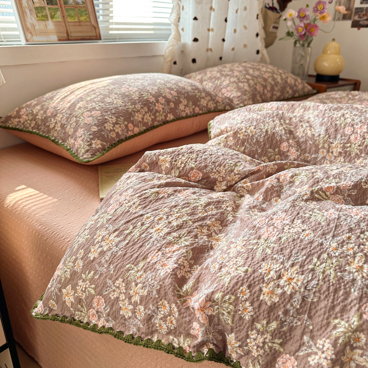 蓝极人 2026新款泡芙被壳针四件套 桔园