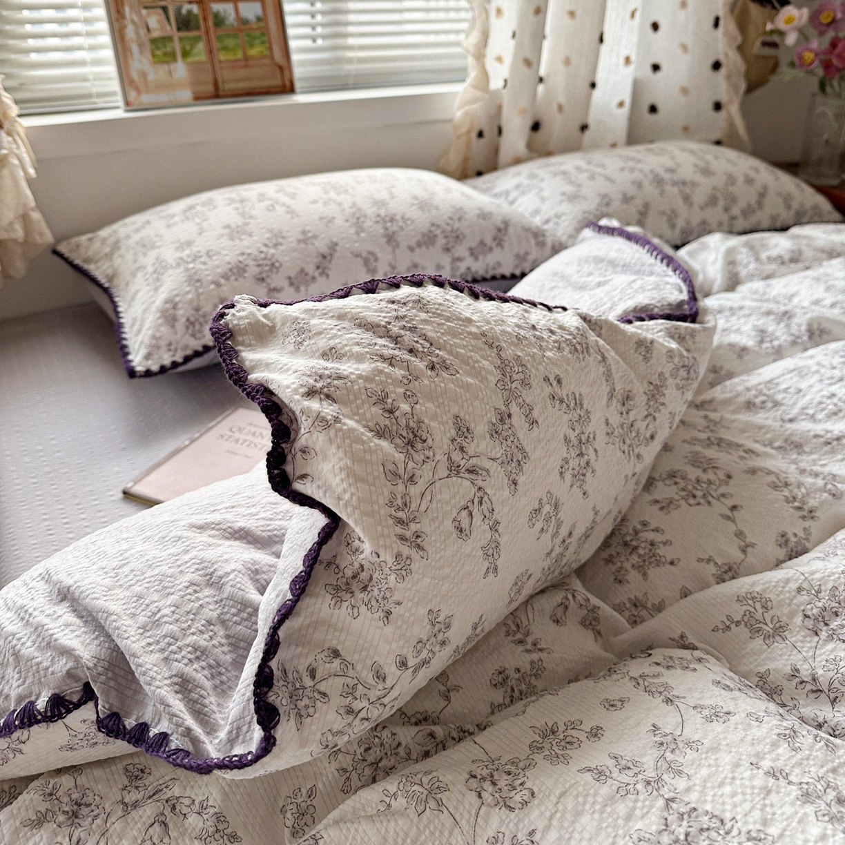 91家纺网 家纺一手货源 找家纺 蓝极人 2026新款泡芙被壳针四件套 蝶迹