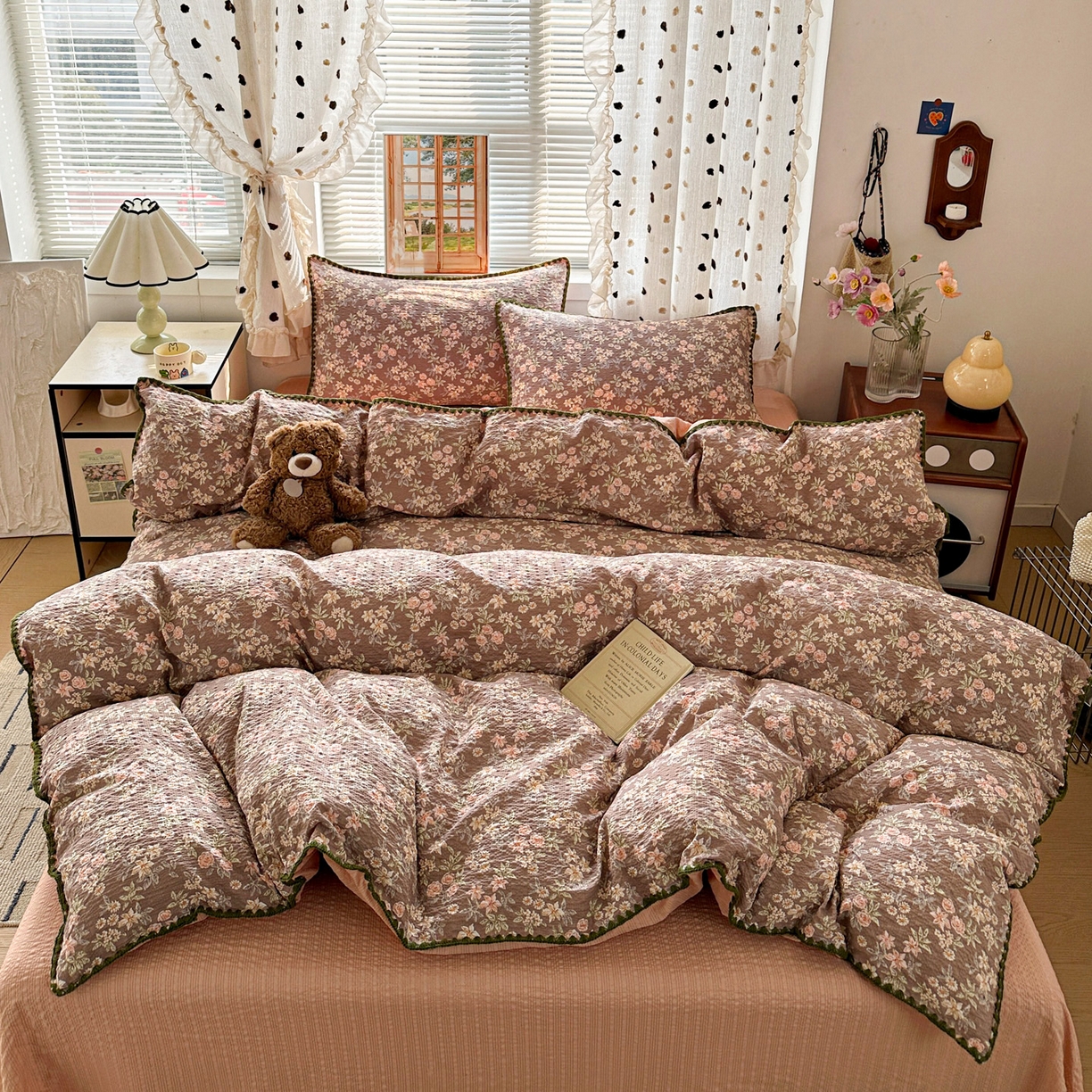 91家纺网 家纺一手货源 找家纺 蓝极人 2026新款泡芙被壳针四件套 桔园