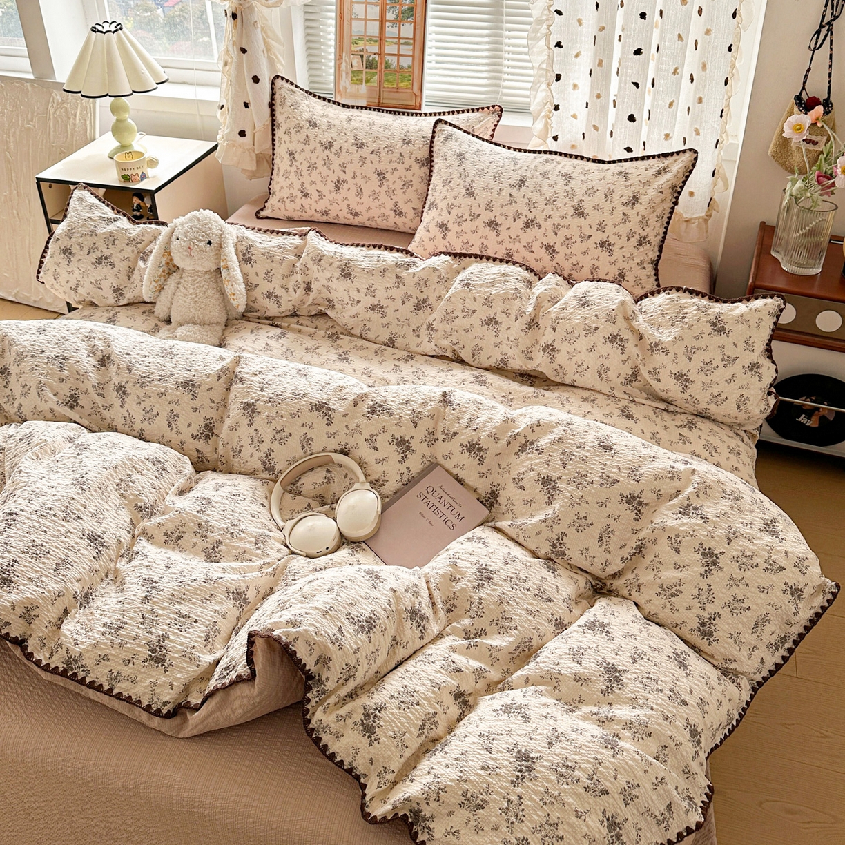 91家纺网 家纺一手货源 找家纺 蓝极人 2026新款泡芙被壳针四件套 初柠