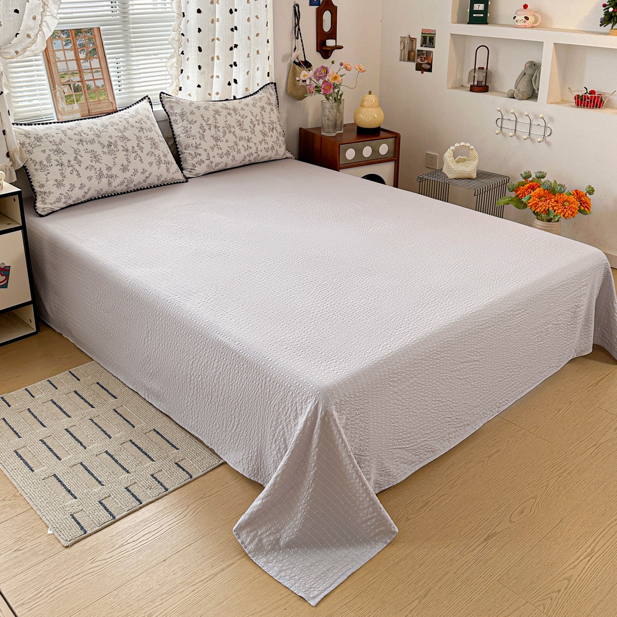 91家纺网 家纺一手货源 找家纺 蓝极人 2026新款泡芙被壳针四件套 蝶迹