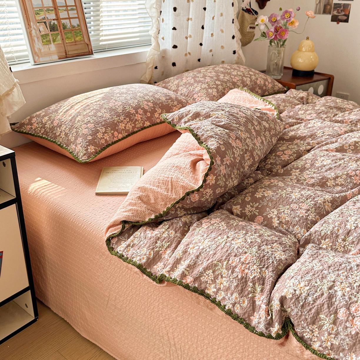 91家纺网 家纺一手货源 找家纺 蓝极人 2026新款泡芙被壳针四件套 桔园