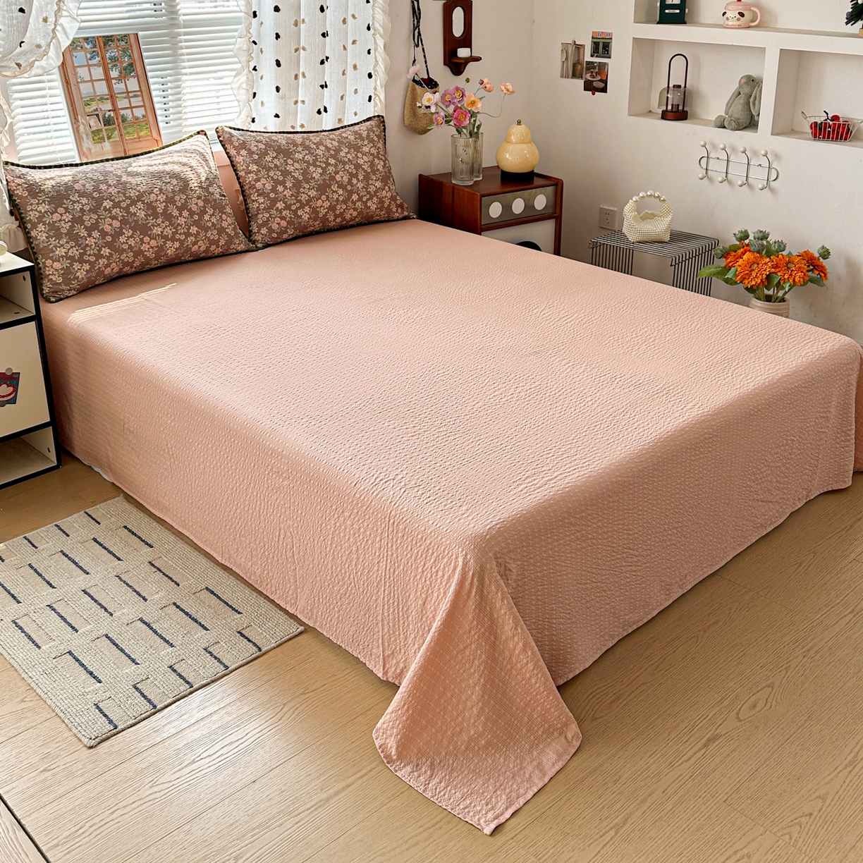 91家纺网 家纺一手货源 找家纺 蓝极人 2026新款泡芙被壳针四件套 桔园