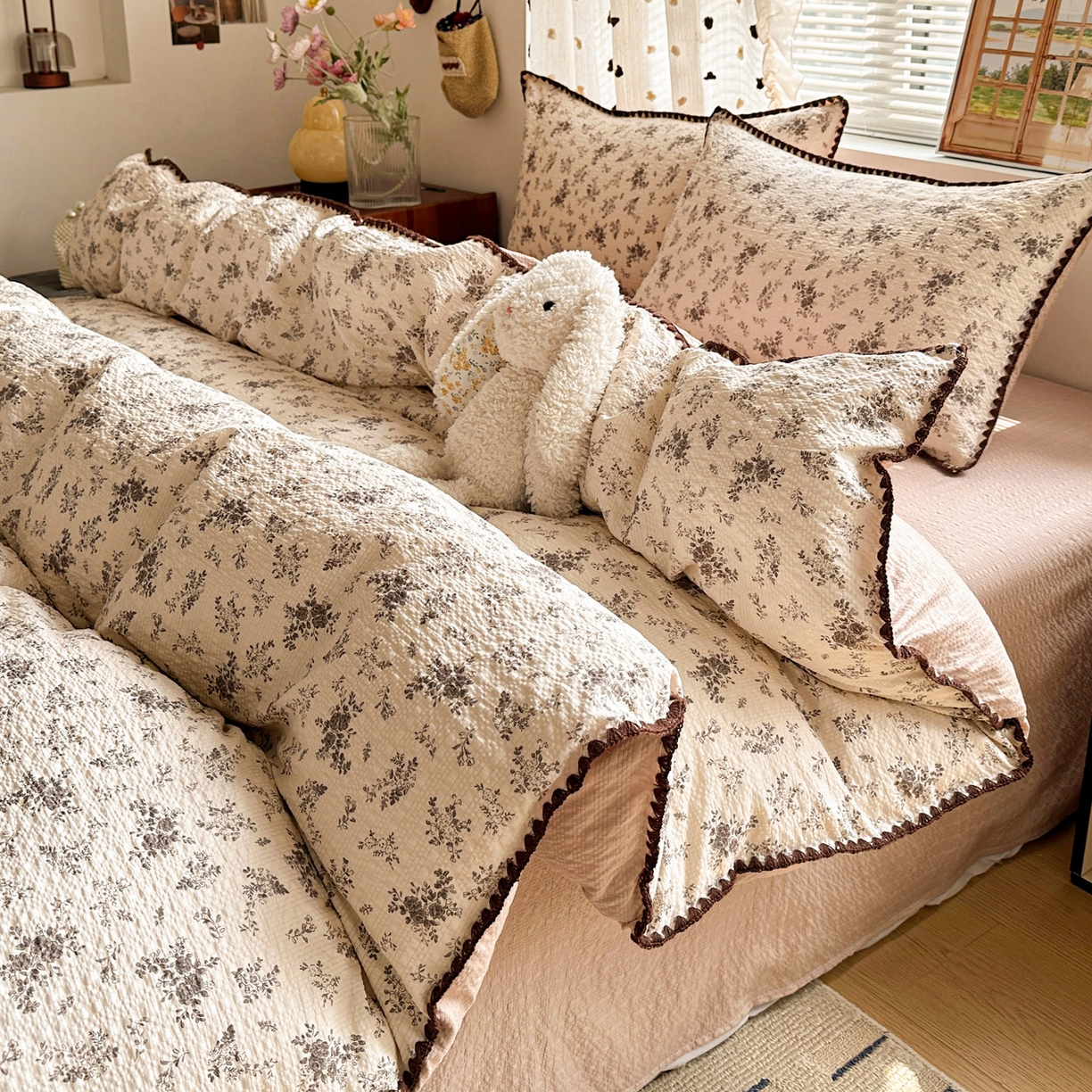 91家纺网 家纺一手货源 找家纺 蓝极人 2026新款泡芙被壳针四件套 初柠