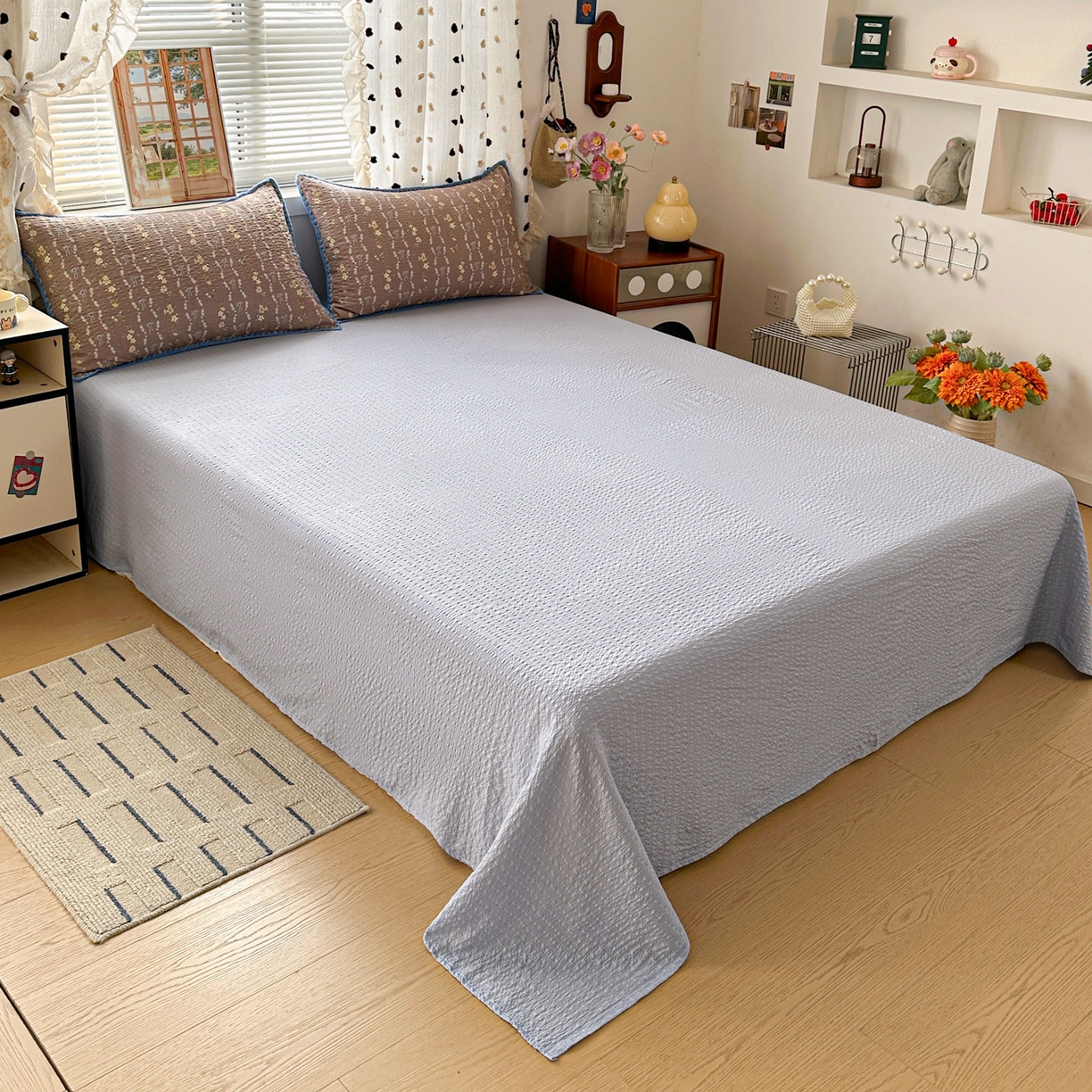 91家纺网 家纺一手货源 找家纺 蓝极人 2026新款泡芙被壳针四件套 情人节咖