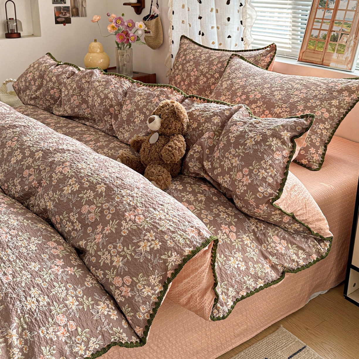 91家纺网 家纺一手货源 找家纺 蓝极人 2026新款泡芙被壳针四件套 桔园