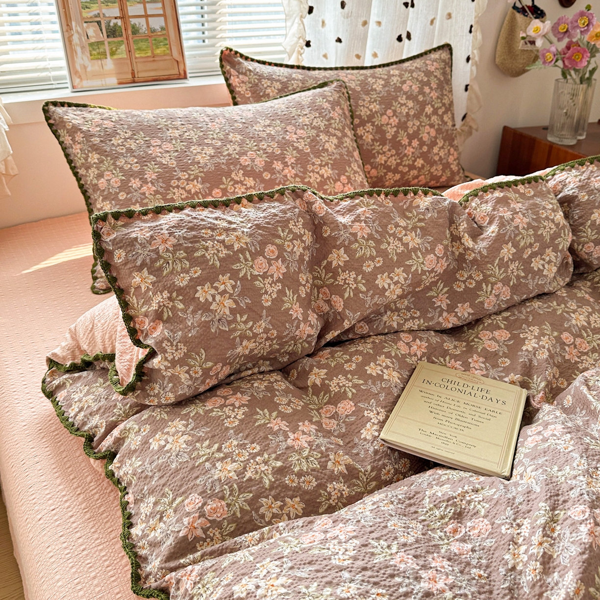 91家纺网 家纺一手货源 找家纺 蓝极人 2026新款泡芙被壳针四件套 桔园