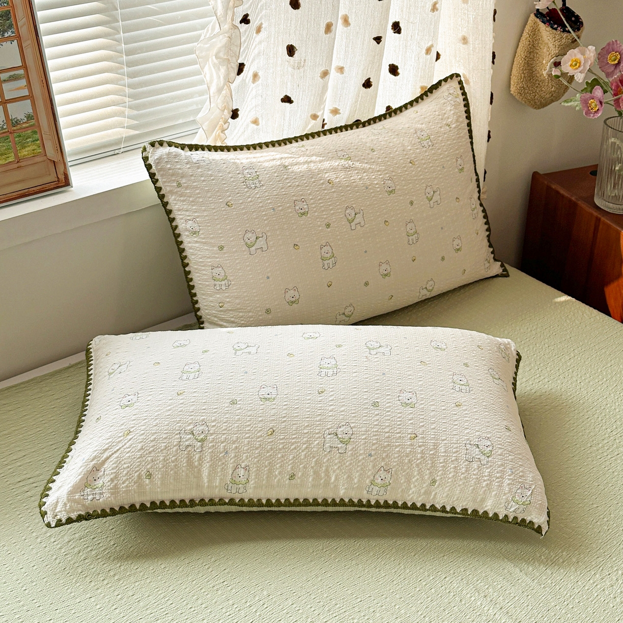 91家纺网 家纺一手货源 找家纺 蓝极人 2026新款泡芙被壳针四件套 耶耶狗