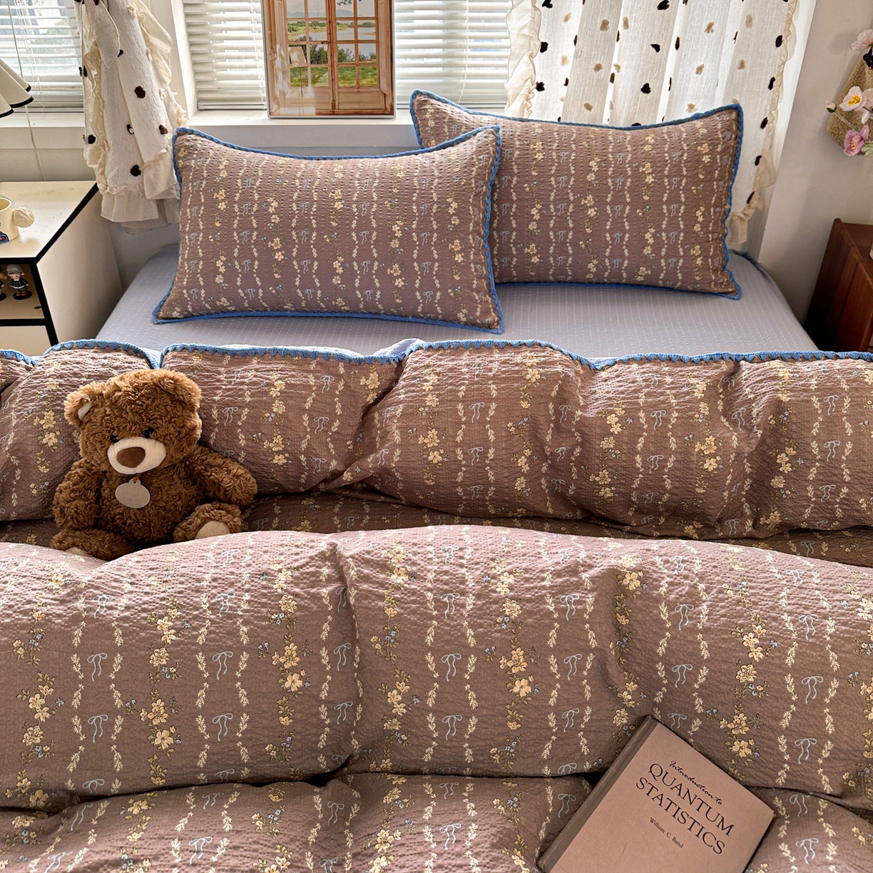 91家纺网 家纺一手货源 找家纺 蓝极人 2026新款泡芙被壳针四件套 情人节咖