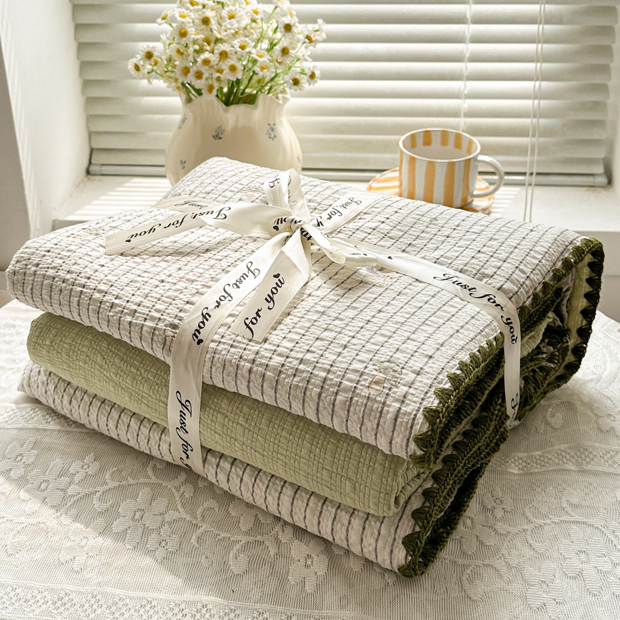 91家纺网 家纺一手货源 找家纺 蓝极人 2026新款泡芙被壳针四件套 蘑菇兔