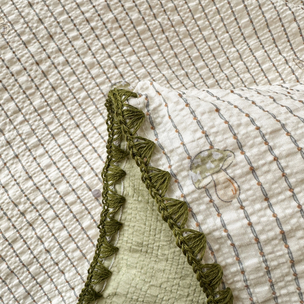 91家纺网 家纺一手货源 找家纺 蓝极人 2026新款泡芙被壳针四件套 蘑菇兔