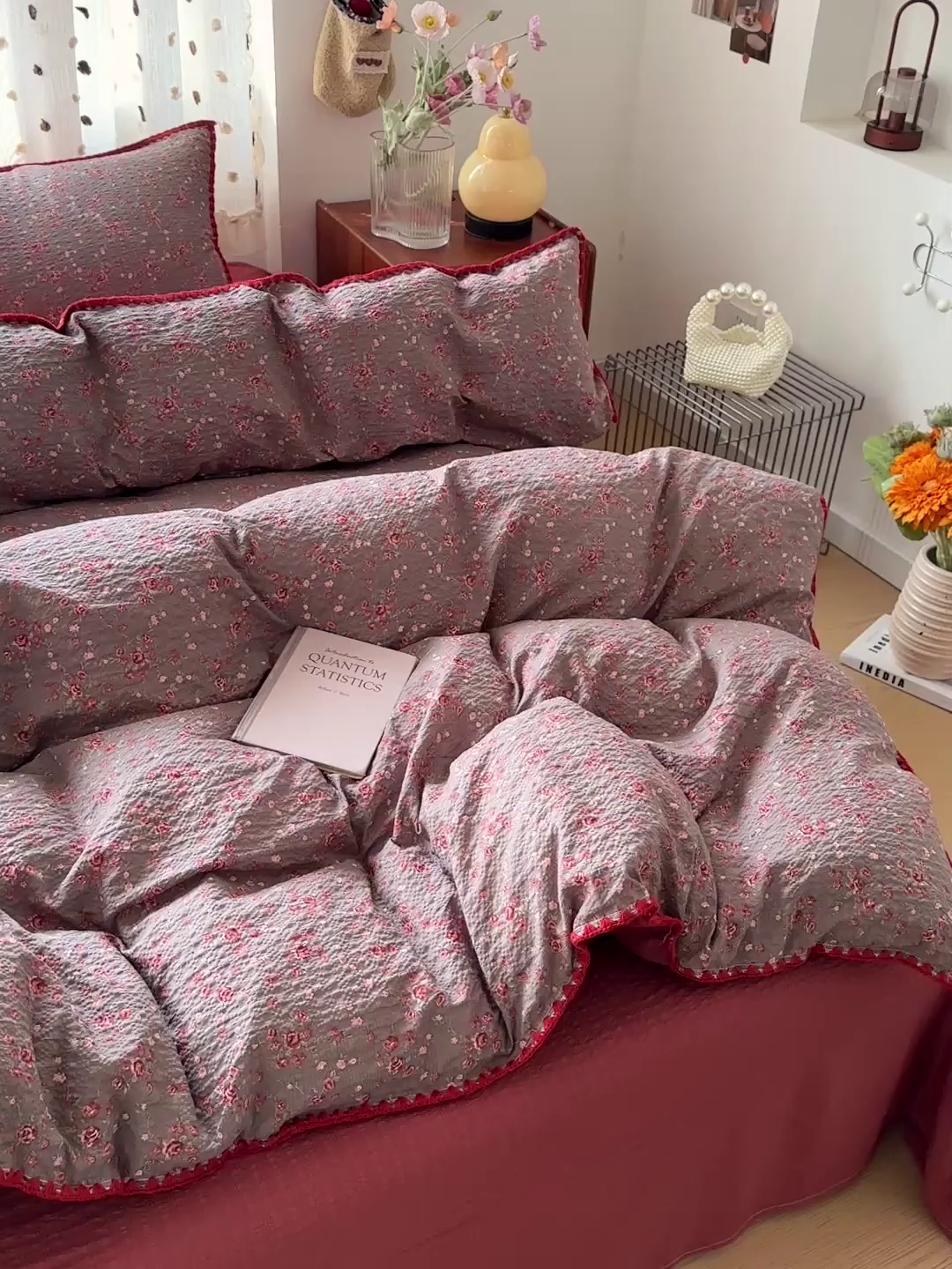 91家纺网 家纺一手货源 找家纺 蓝极人 2026新款泡芙被壳针四件套 胭脂