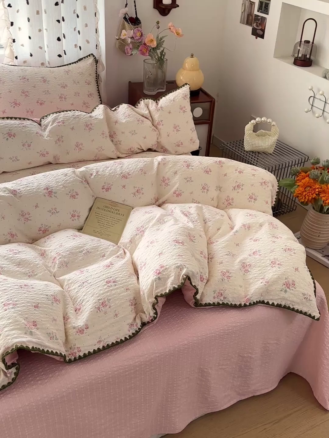 91家纺网 家纺一手货源 找家纺 蓝极人 2026新款泡芙被壳针四件套 月光