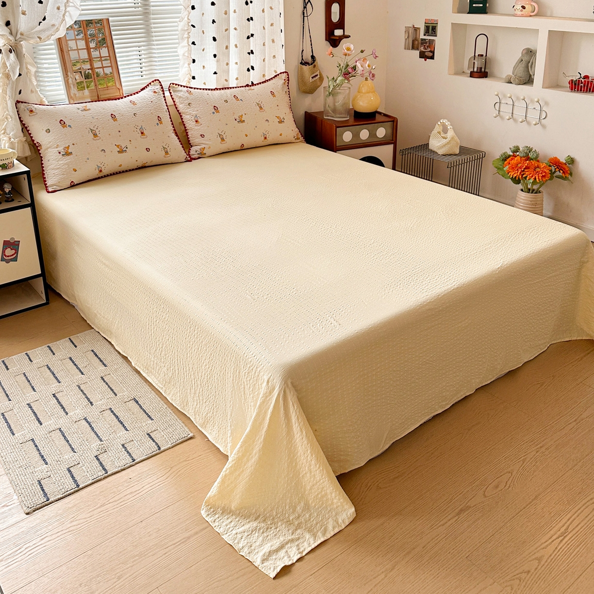 91家纺网 家纺一手货源 找家纺 蓝极人 2026新款泡芙被壳针四件套 星星人