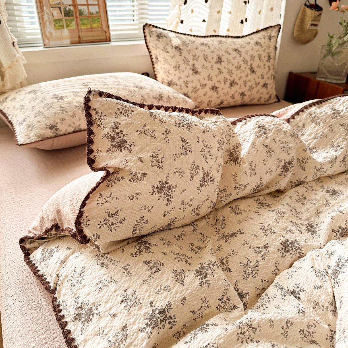 91家纺网 家纺一手货源 找家纺 蓝极人 2026新款泡芙被壳针四件套 初柠