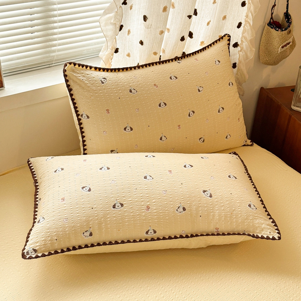 91家纺网 家纺一手货源 找家纺 蓝极人 2026新款泡芙被壳针四件套 生日狗