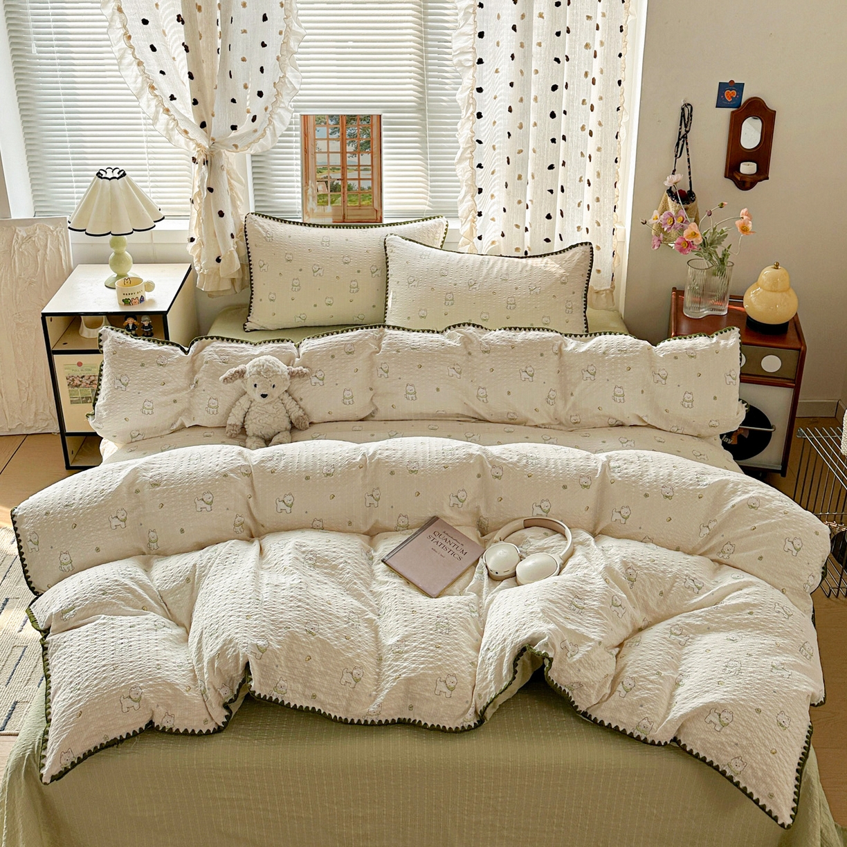 91家纺网 家纺一手货源 找家纺 蓝极人 2026新款泡芙被壳针四件套 耶耶狗