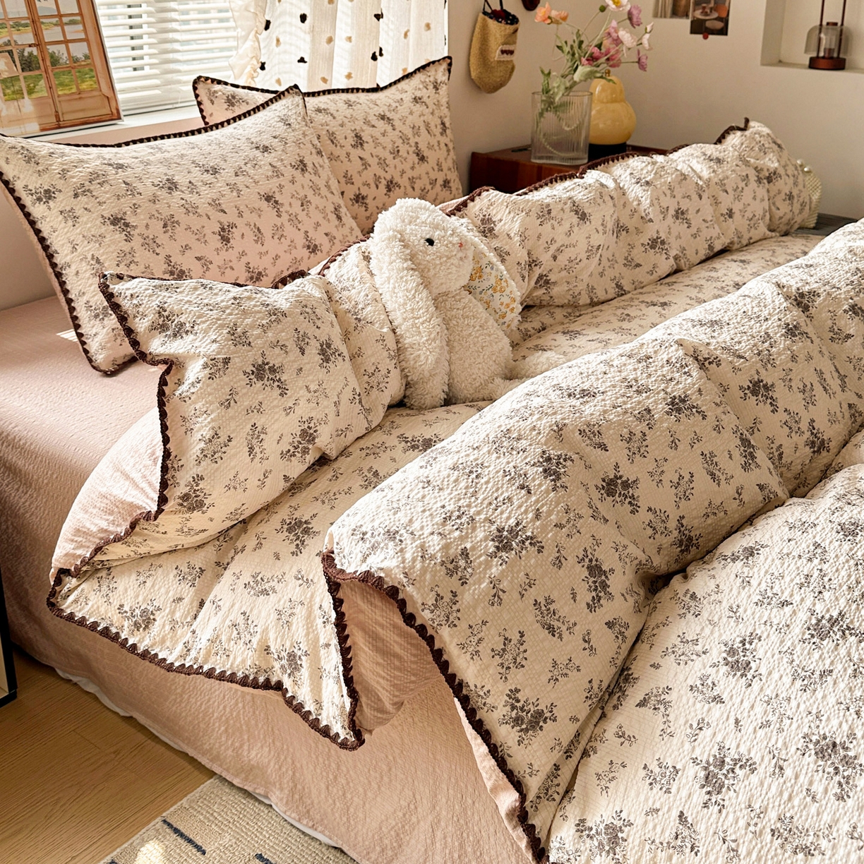 91家纺网 家纺一手货源 找家纺 蓝极人 2026新款泡芙被壳针四件套 初柠