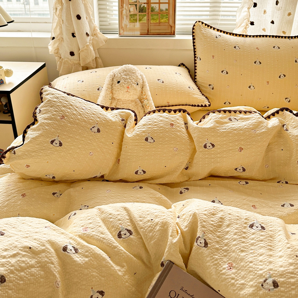 91家纺网 家纺一手货源 找家纺 蓝极人 2026新款泡芙被壳针四件套 生日狗