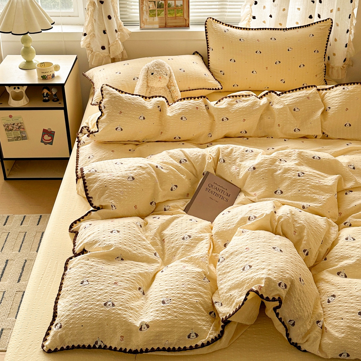 91家纺网 家纺一手货源 找家纺 蓝极人 2026新款泡芙被壳针四件套 生日狗