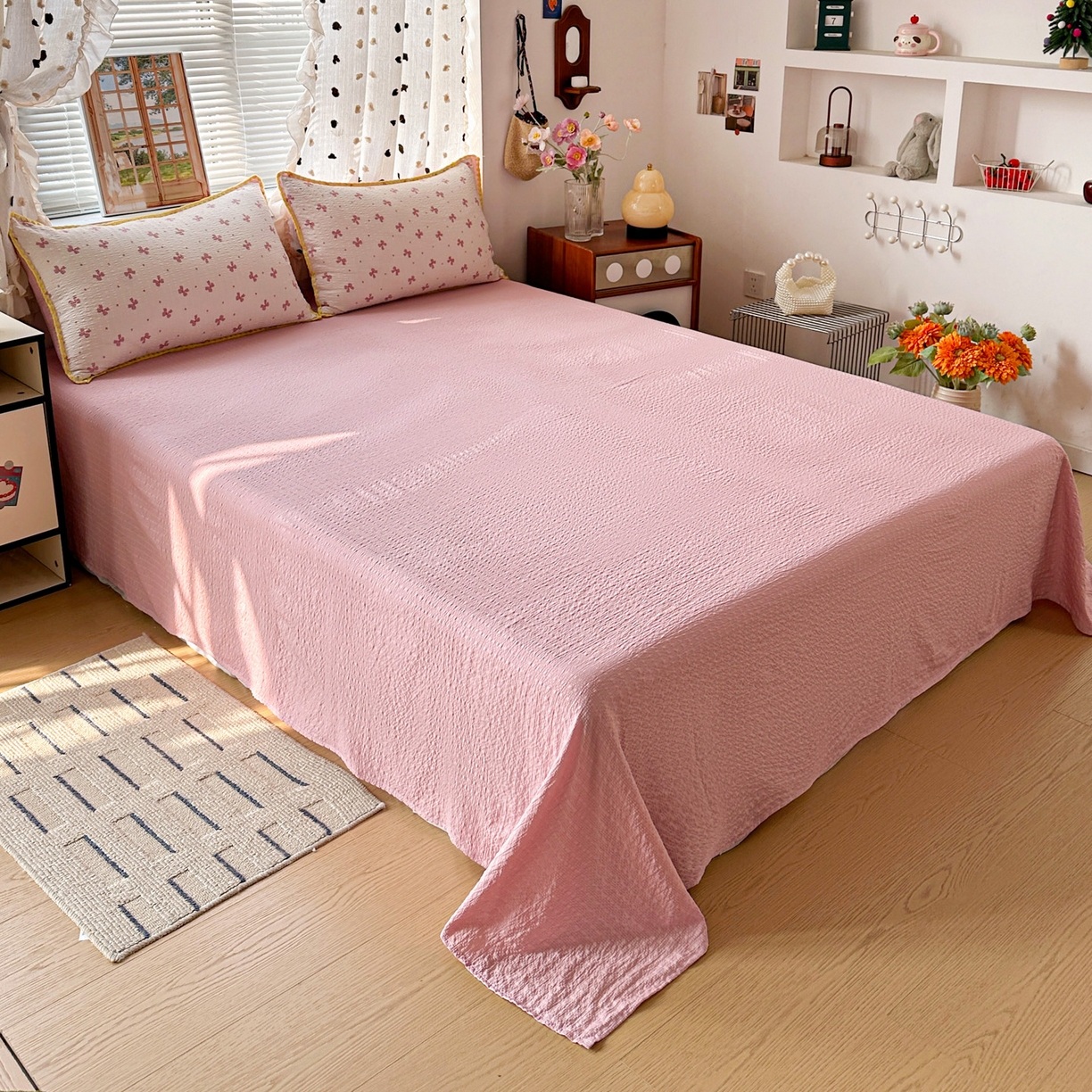 91家纺网 家纺一手货源 找家纺 蓝极人 2026新款泡芙被壳针四件套 若梦