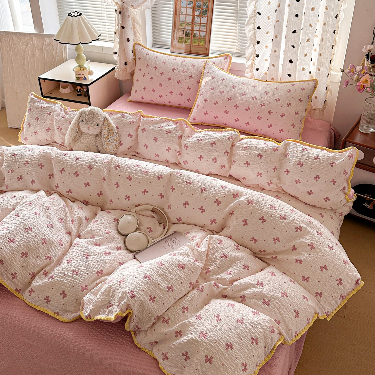 91家纺网 家纺一手货源 找家纺 蓝极人 2026新款泡芙被壳针四件套 若梦