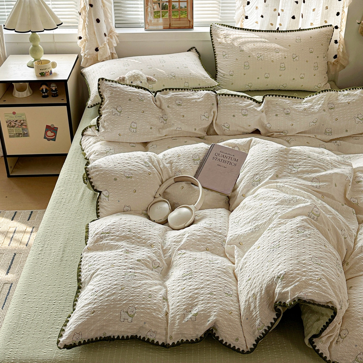 91家纺网 家纺一手货源 找家纺 蓝极人 2026新款泡芙被壳针四件套 耶耶狗