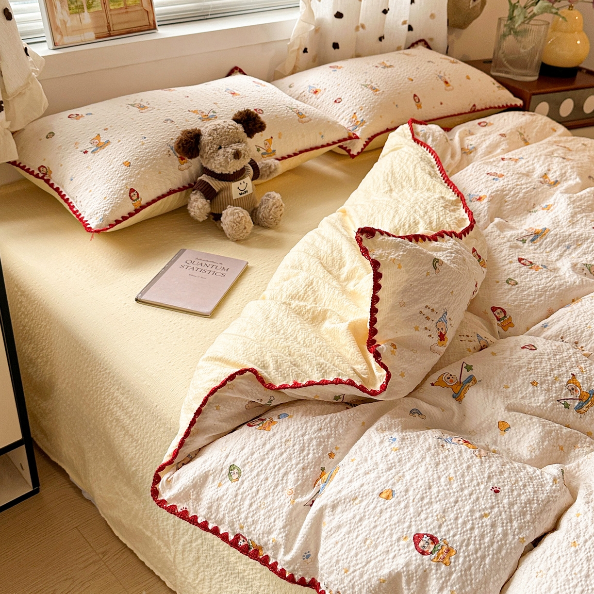 91家纺网 家纺一手货源 找家纺 蓝极人 2026新款泡芙被壳针四件套 星星人