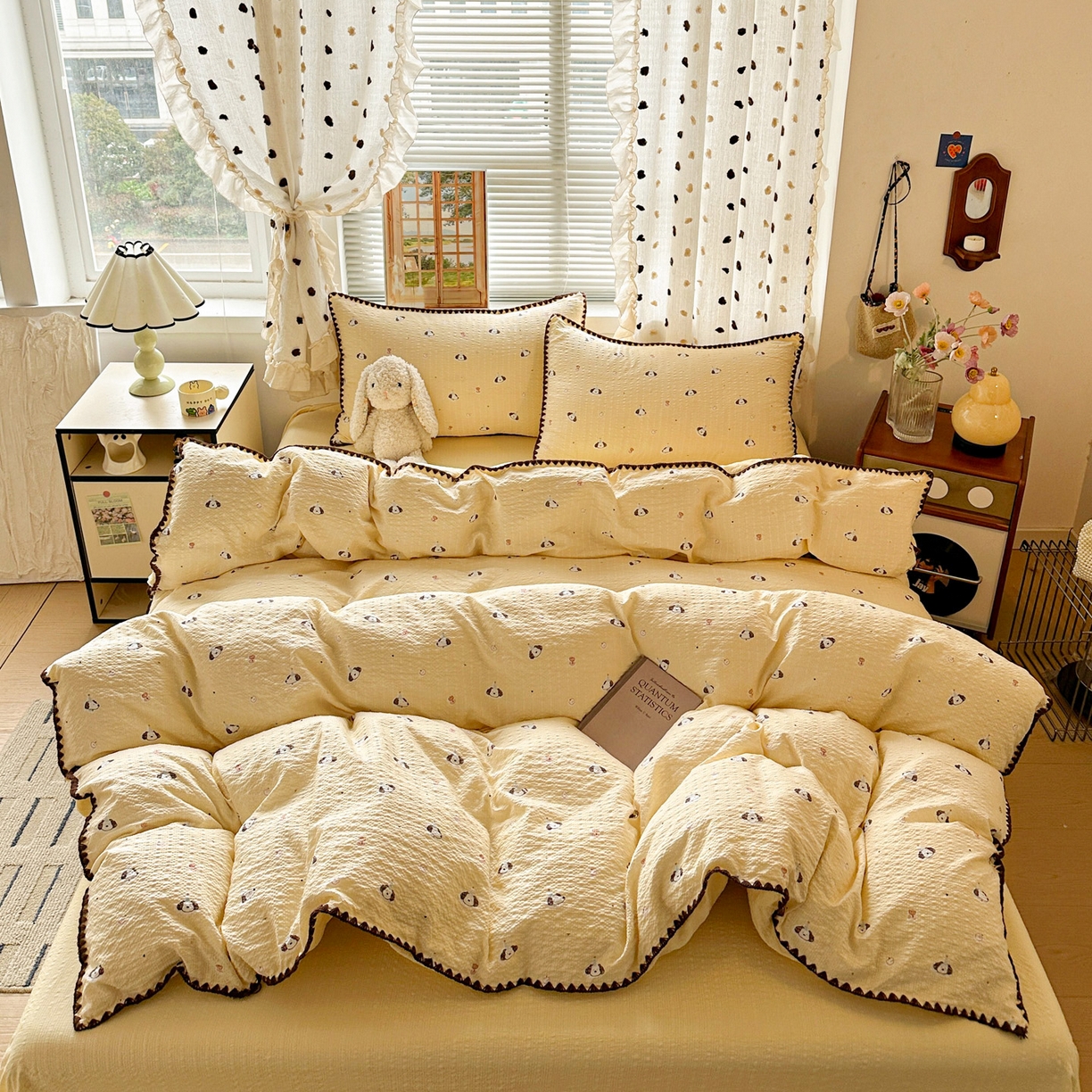 91家纺网 家纺一手货源 找家纺 蓝极人 2026新款泡芙被壳针四件套 生日狗