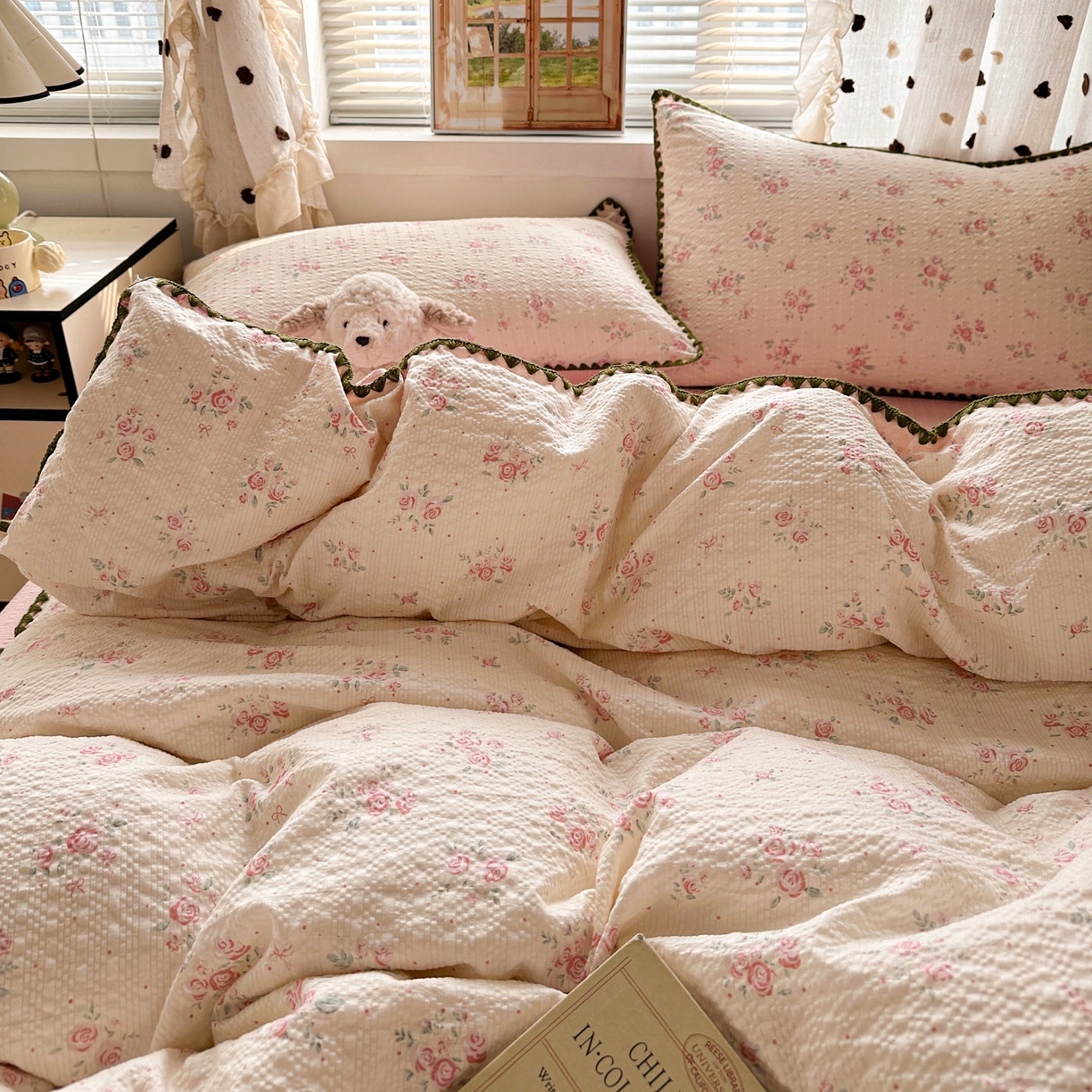 91家纺网 家纺一手货源 找家纺 蓝极人 2026新款泡芙被壳针四件套 月光