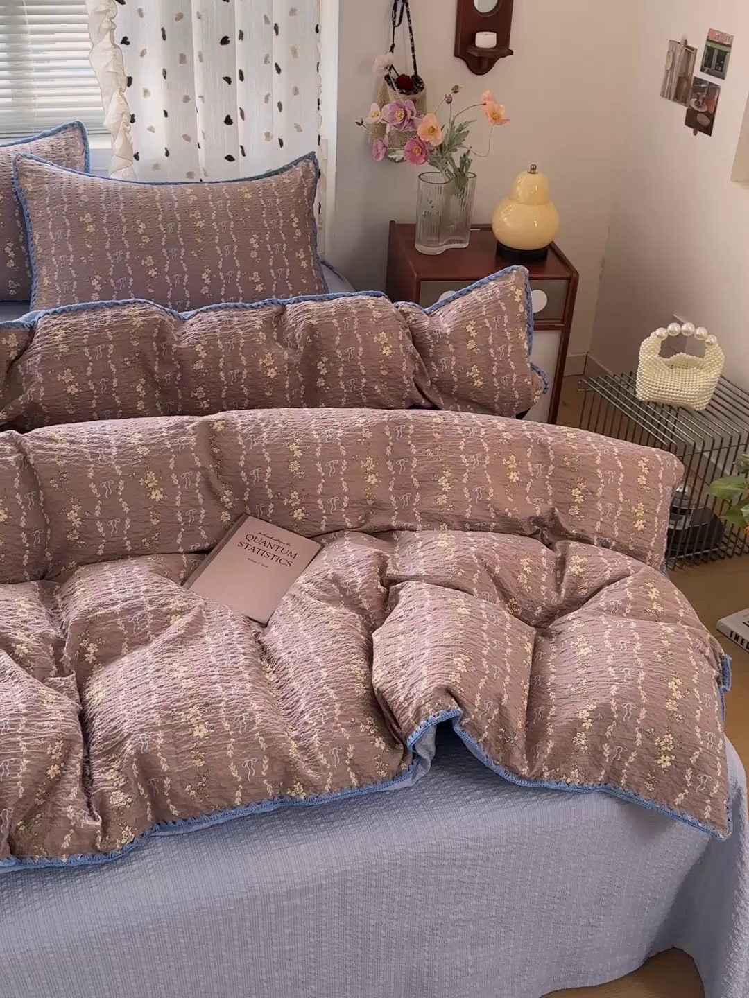 91家纺网 家纺一手货源 找家纺 蓝极人 2026新款泡芙被壳针四件套 情人节咖