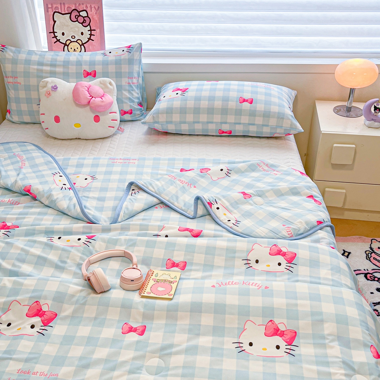 91家纺网 家纺一手货源 找家纺 暮思家居 2026新款正版授权三丽鸥A类仿锦氨小冰皮夏被夏凉被空调被 小冰皮-乖巧KT