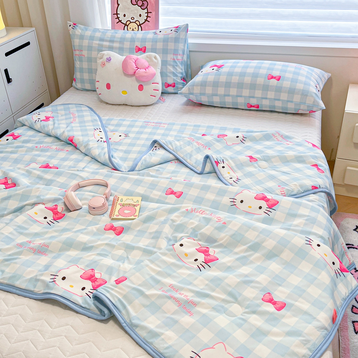 91家纺网 家纺一手货源 找家纺 暮思家居 2026新款正版授权三丽鸥A类仿锦氨小冰皮夏被夏凉被空调被 小冰皮-乖巧KT