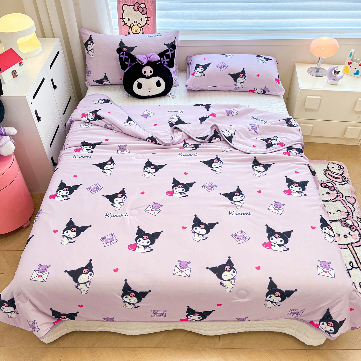 91家纺网 家纺一手货源 找家纺 暮思家居 2026新款正版授权三丽鸥A类仿锦氨小冰皮夏被夏凉被空调被 小冰皮-巴库库洛米