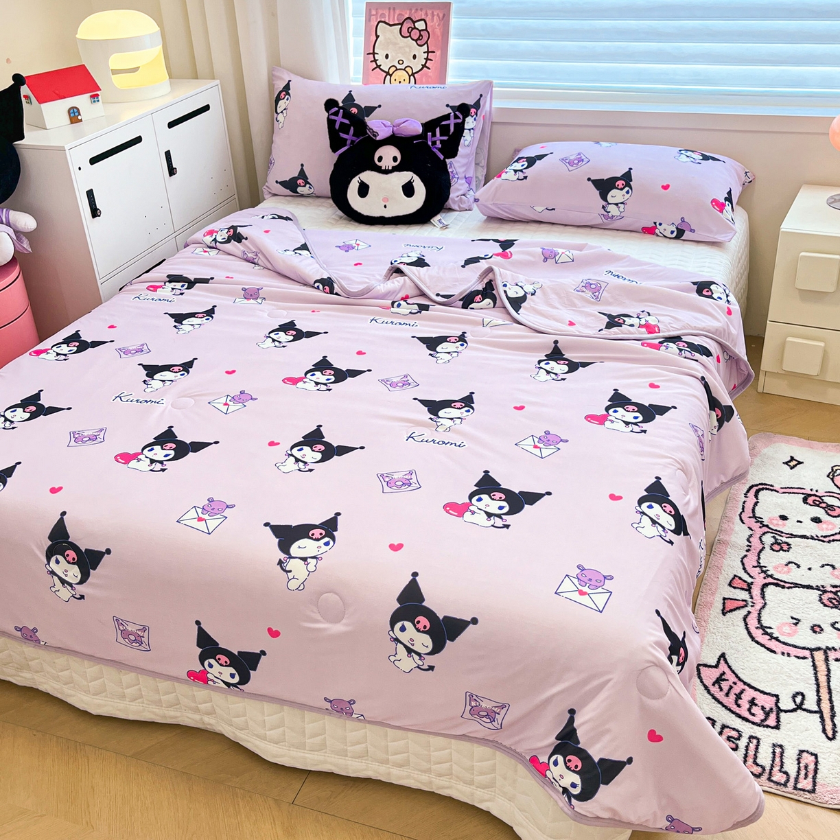 91家纺网 家纺一手货源 找家纺 暮思家居 2026新款正版授权三丽鸥A类仿锦氨小冰皮夏被夏凉被空调被 小冰皮-巴库库洛米