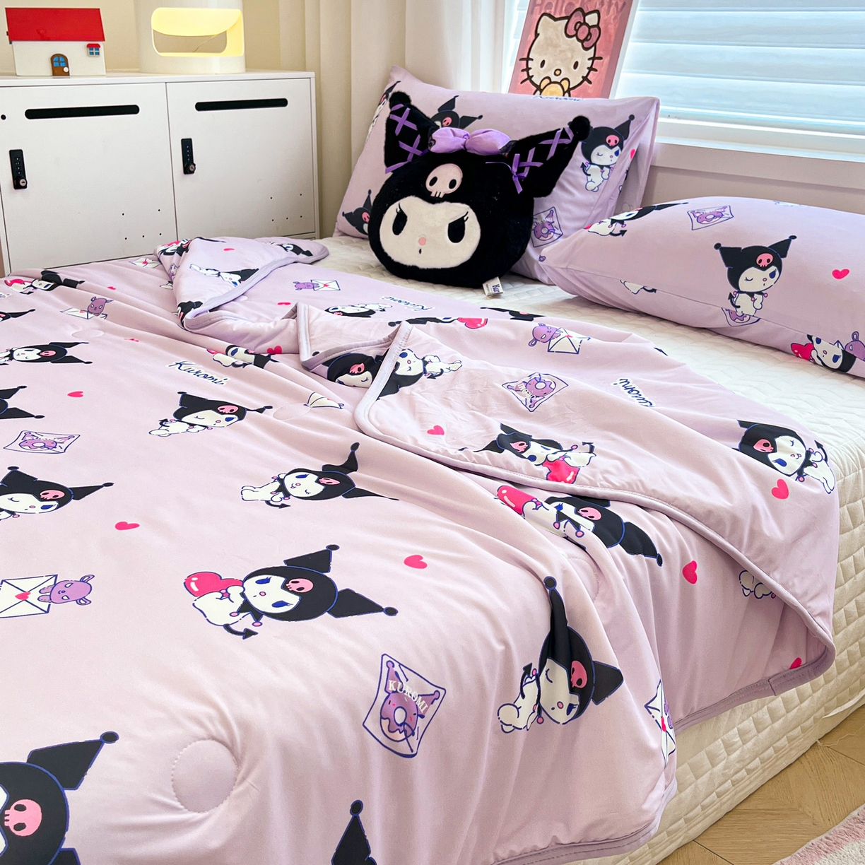 91家纺网 家纺一手货源 找家纺 暮思家居 2026新款正版授权三丽鸥A类仿锦氨小冰皮夏被夏凉被空调被 小冰皮-巴库库洛米