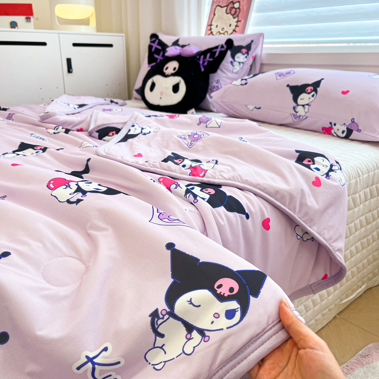 91家纺网 家纺一手货源 找家纺 暮思家居 2026新款正版授权三丽鸥A类仿锦氨小冰皮夏被夏凉被空调被 小冰皮-巴库库洛米