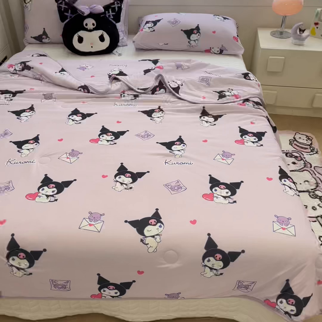 91家纺网 家纺一手货源 找家纺 暮思家居 2026新款正版授权三丽鸥A类仿锦氨小冰皮夏被夏凉被空调被 小冰皮-巴库库洛米