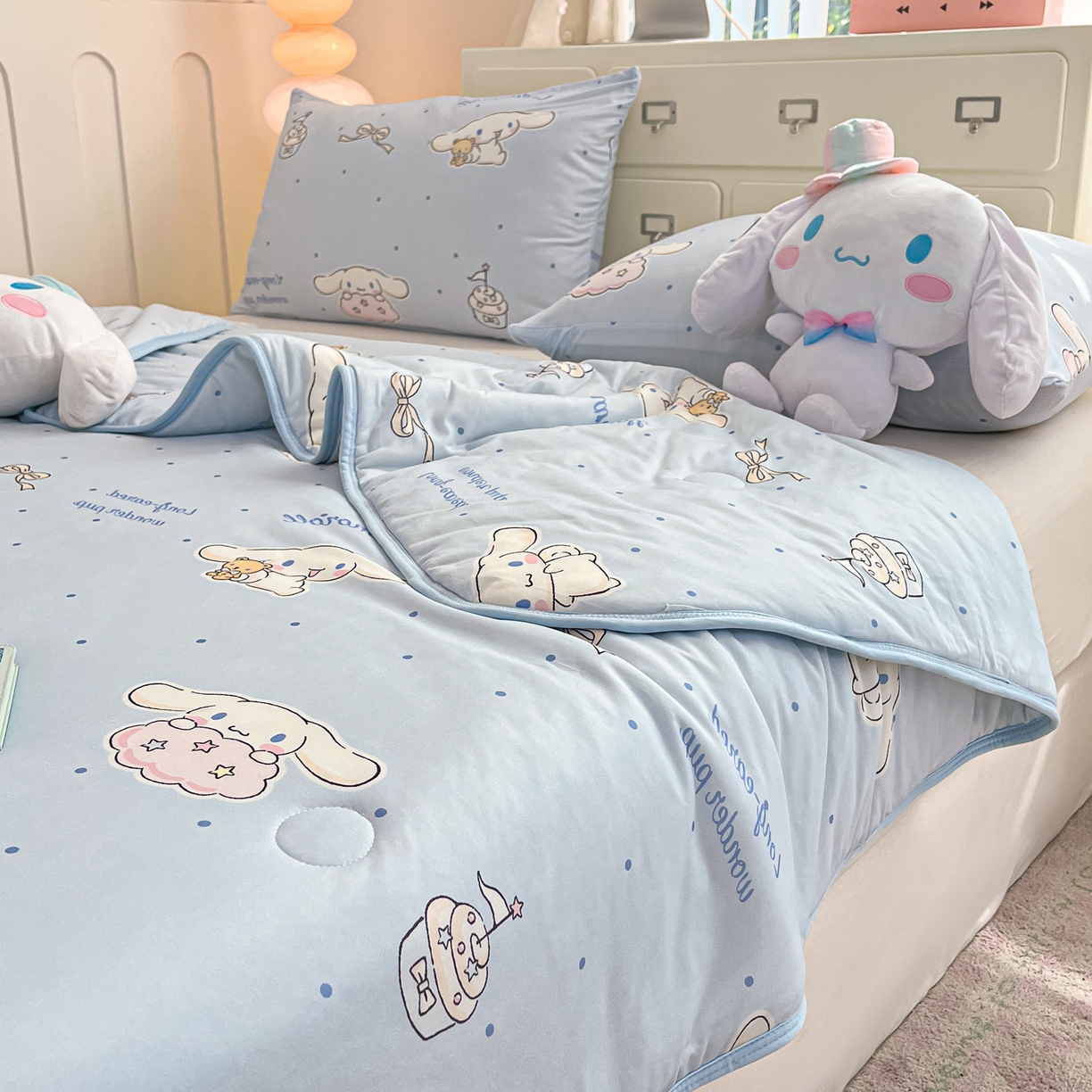 91家纺网 家纺一手货源 找家纺 暮思家居 2026新款正版授权三丽鸥A类仿锦氨小冰皮夏被夏凉被空调被 小冰皮-点点玉桂狗