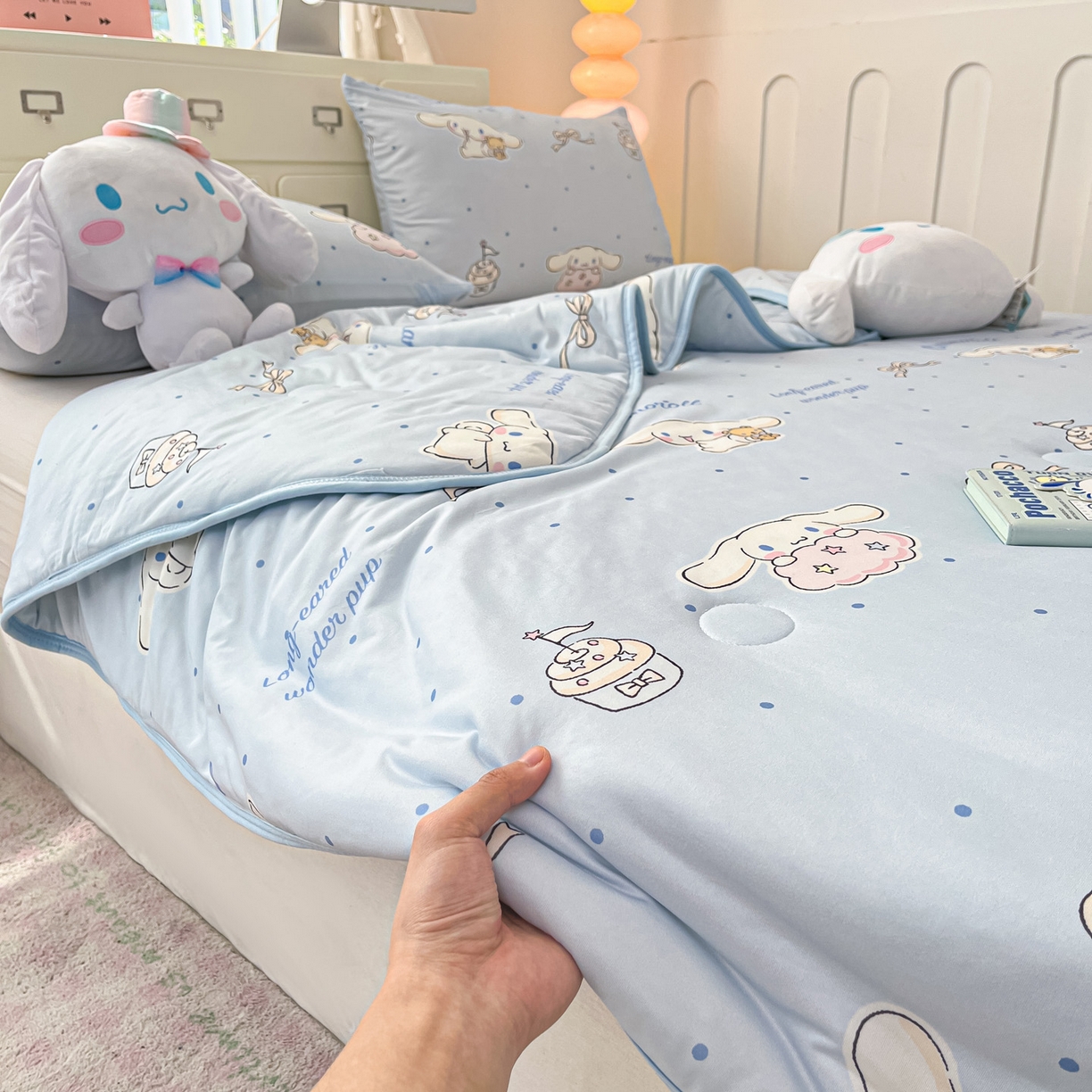 91家纺网 家纺一手货源 找家纺 暮思家居 2026新款正版授权三丽鸥A类仿锦氨小冰皮夏被夏凉被空调被 小冰皮-点点玉桂狗