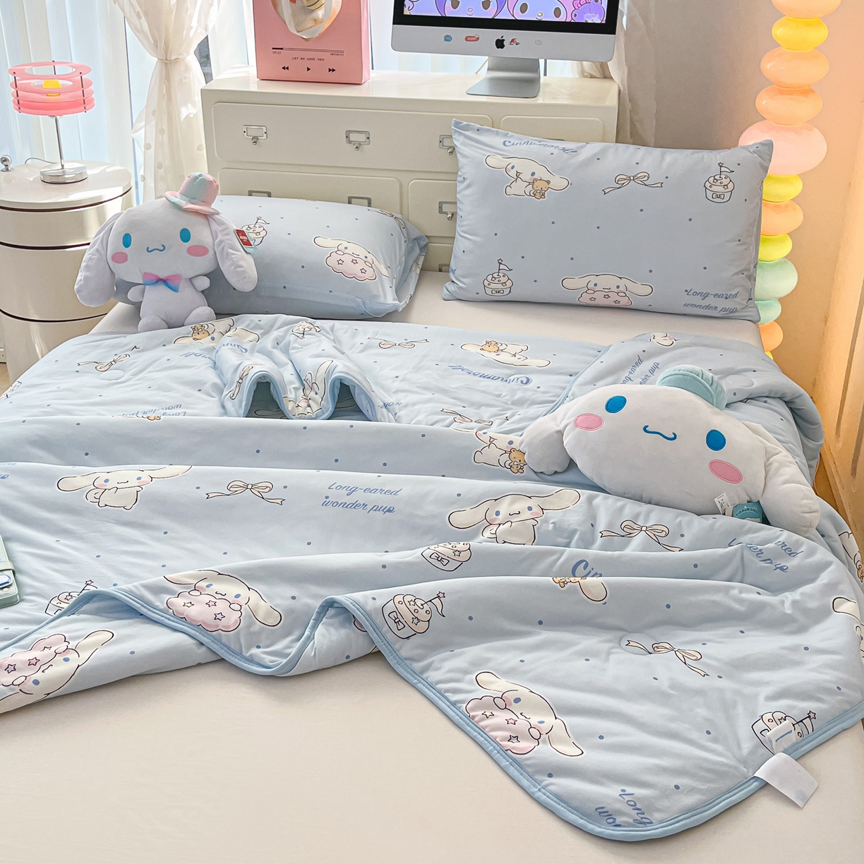 91家纺网 家纺一手货源 找家纺 暮思家居 2026新款正版授权三丽鸥A类仿锦氨小冰皮夏被夏凉被空调被 小冰皮-点点玉桂狗