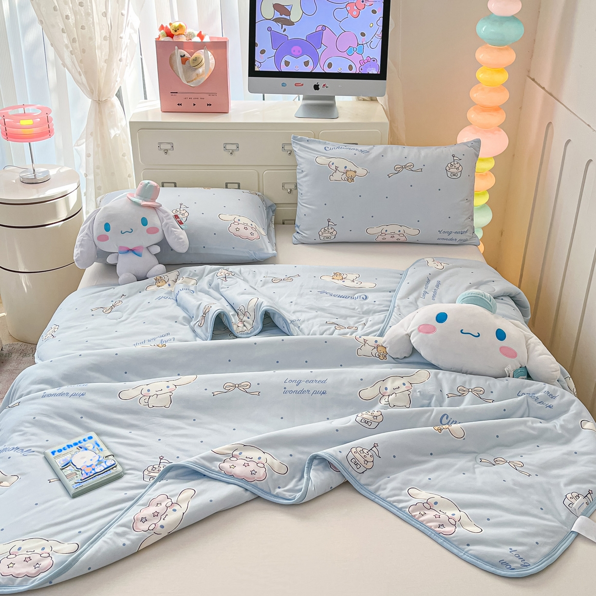 91家纺网 家纺一手货源 找家纺 暮思家居 2026新款正版授权三丽鸥A类仿锦氨小冰皮夏被夏凉被空调被 小冰皮-点点玉桂狗