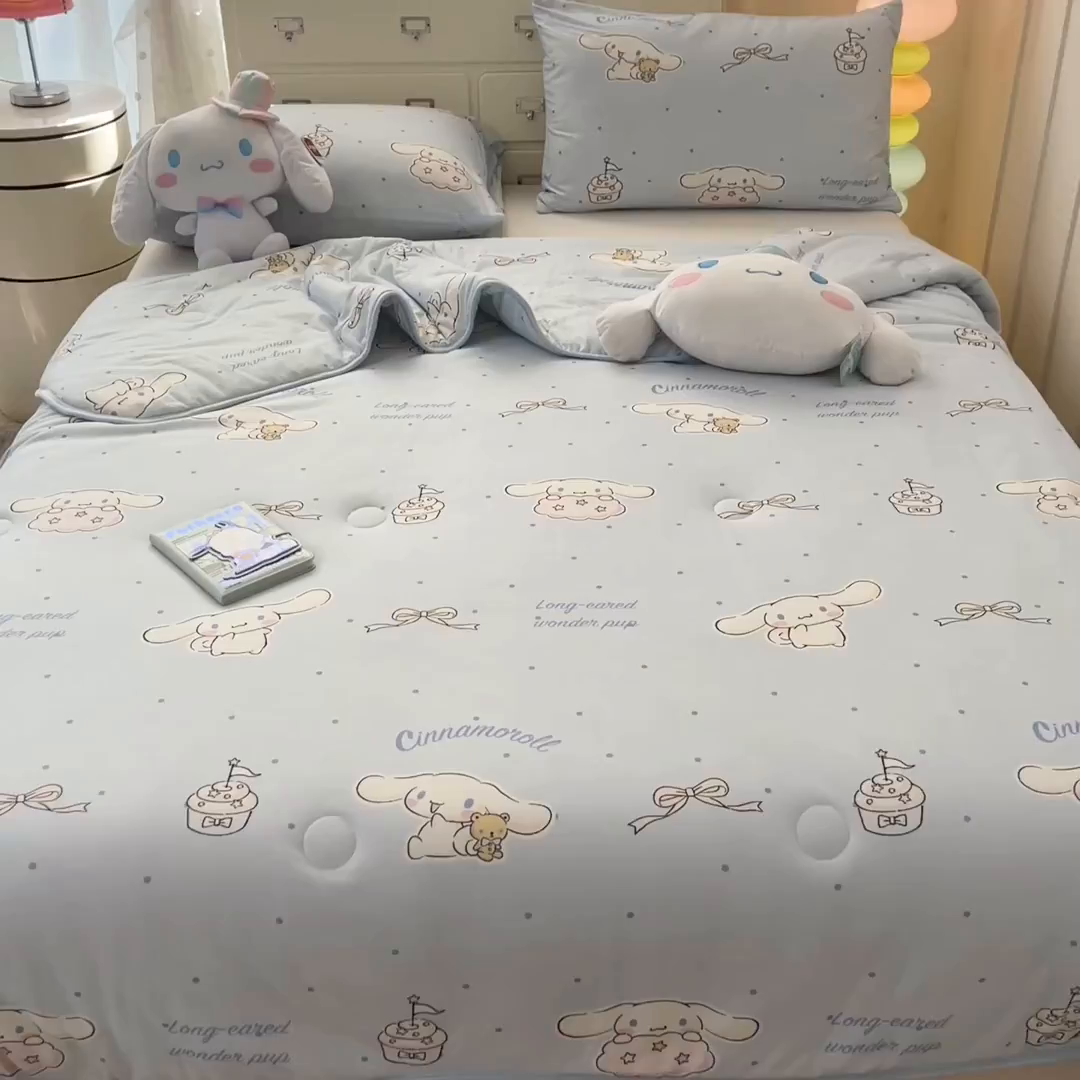 91家纺网 家纺一手货源 找家纺 暮思家居 2026新款正版授权三丽鸥A类仿锦氨小冰皮夏被夏凉被空调被 小冰皮-点点玉桂狗